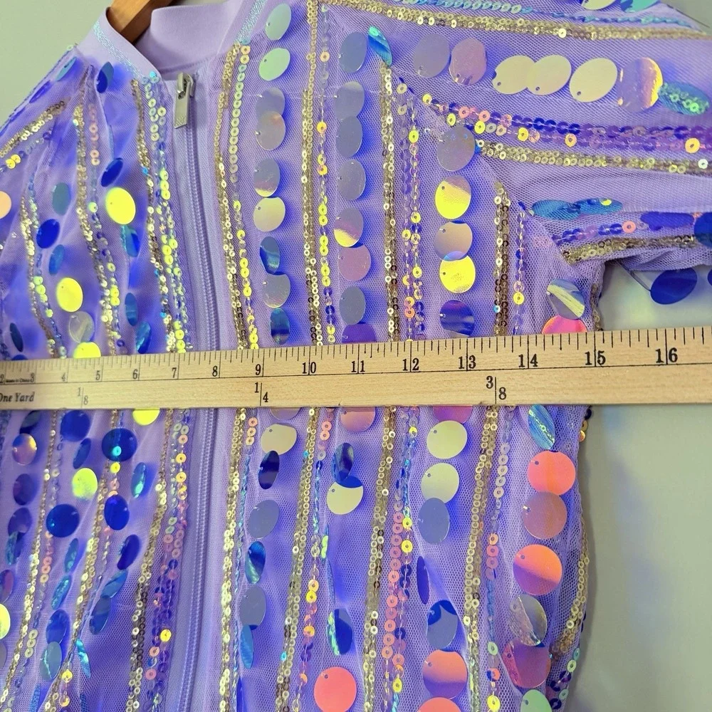 Girls Sequin Bomber Jacket Iridescent Shiny Pageant (MORE THAN MAGIC) SZ-S‎ 6/6X